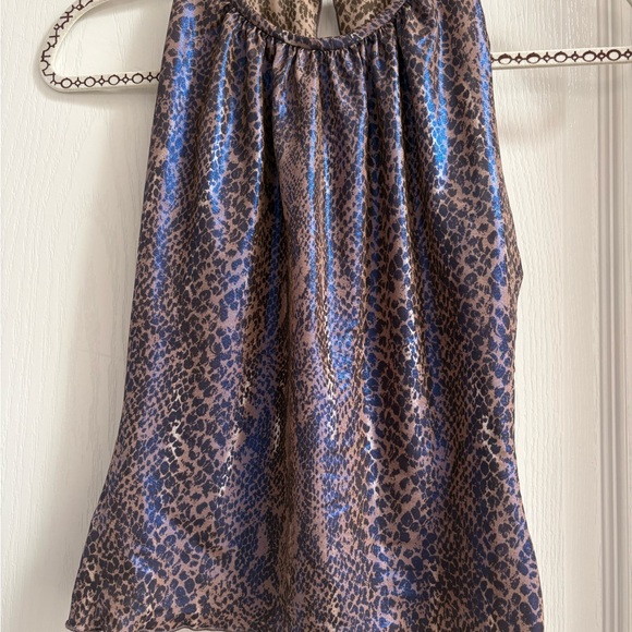 Elegant Snake Print Blouse in Brown and Purple Blue metallic - Picture 3 of 7